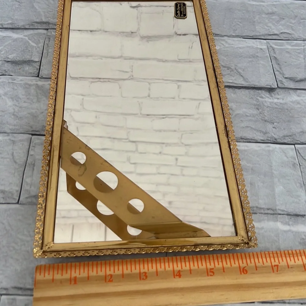 Vintage Overton Original mirrored vanity square 24K gold plate electro